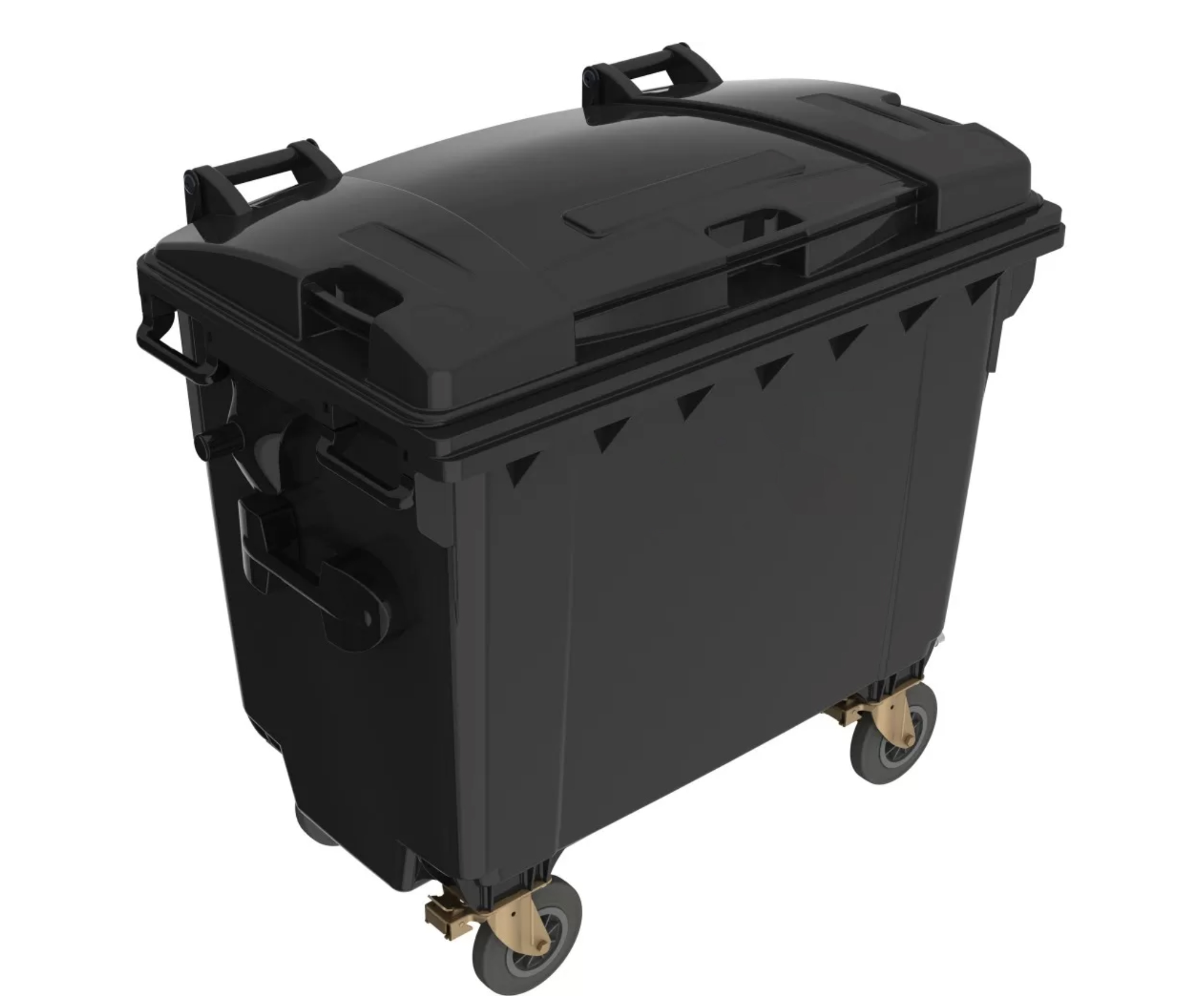 Eurocontainer din material plastic 660 l negru cu capac plat Europlast - Transport Inclus
